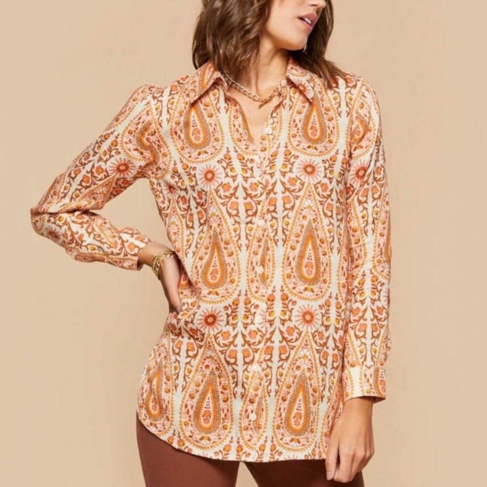Spartina 449 Ada Linen Tunic - Pink House Boho Paisley